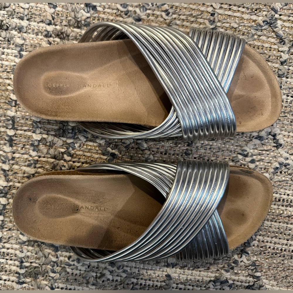 Loeffler Randall slip on silver sandals